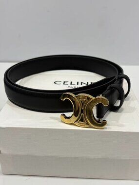 Celine Authentic Women's Black and Gold Belts SZ 85
